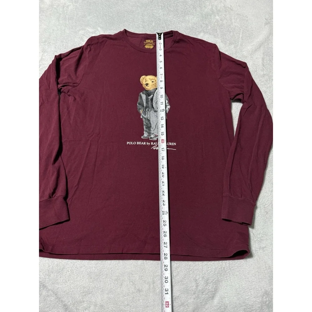 Polo Bear by Ralph Lauren Maroon Long Sleeve T-Shirt Crew Mens Large
